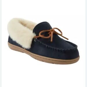 Mia & Tess Genuine Leather Navy Moccasin Loafer Indoor Outdoor Shoes Size 10 NWT